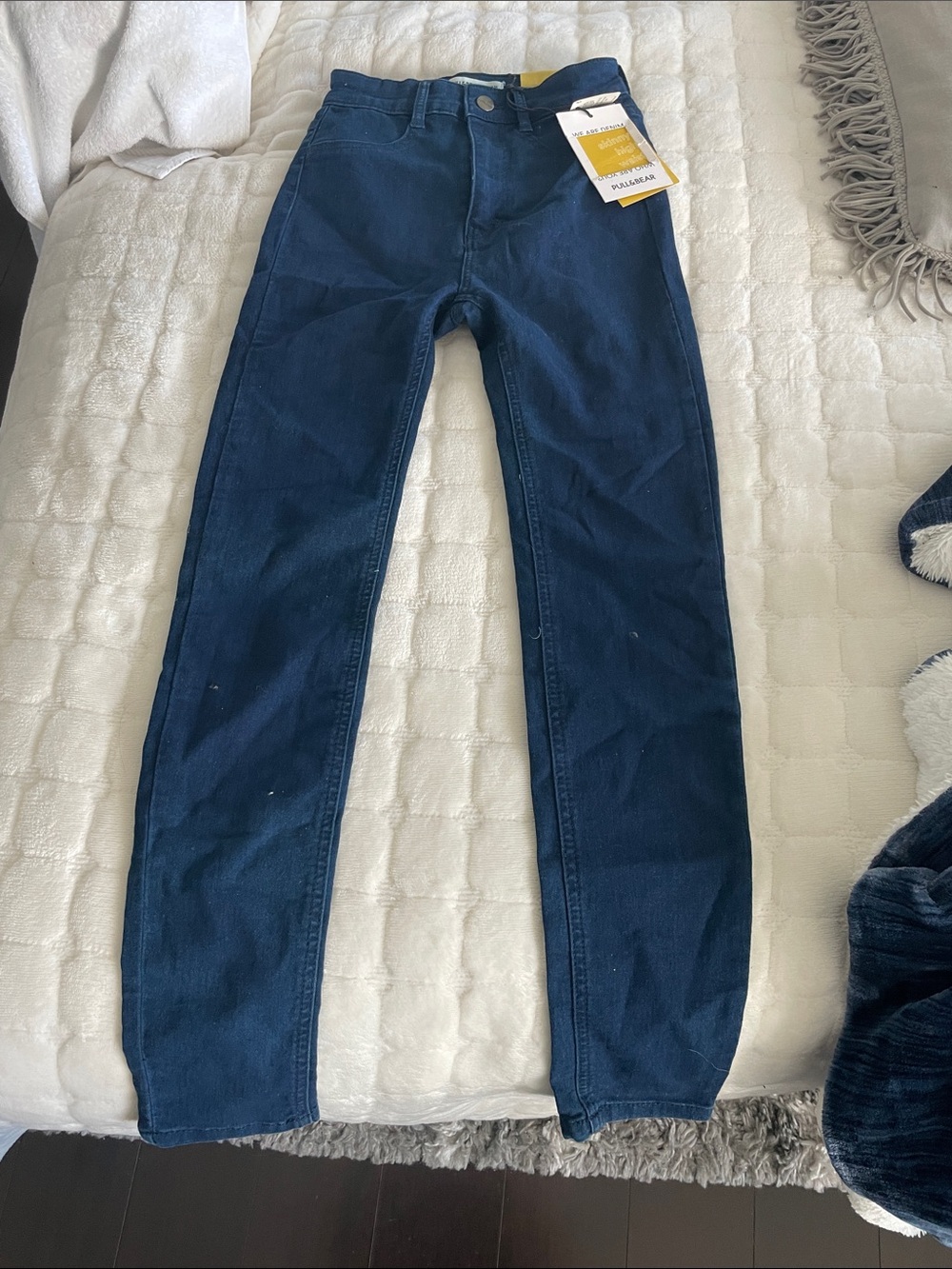 Pull&Bear Women's High-Rise Navy Blue Slim Jeans